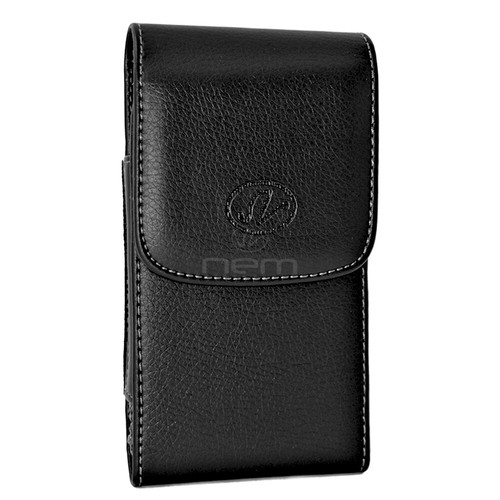Black vertical leather case - black, w/